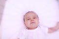 Scared baby in bed, alone in his room Royalty Free Stock Photo