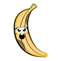 Scared banana cartoon. Colored sketch
