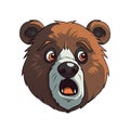 Scared Bear Face Sticker On Isolated Tansparent Background, Png, Logo. Generative AI