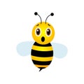 Scared bee character. Cute frighten bee with open mouth.