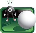 Scared billiard ball cartoon character Royalty Free Stock Photo