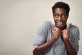 Scared black man face. Royalty Free Stock Photo
