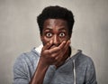 Scared black man face. Royalty Free Stock Photo