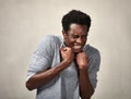 Scared black man face. Royalty Free Stock Photo