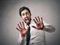 Scared businessman Royalty Free Stock Photo