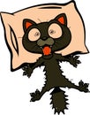 Scared cartoon cat With Pillow Royalty Free Stock Photo