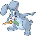 Scared Cartoon Rabbit Pointing