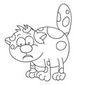 Scared cat with spots, outline drawing, coloring, isolated object on a white background, vector illustration,