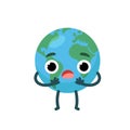 Scared character emotional planet earth. Environment day concept.