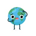 Scared character emotional planet earth. Environment day concept.