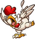 Scared chicken running and screaming