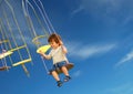 Scared Child on fairground ride. Royalty Free Stock Photo