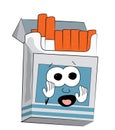 Scared Cigaretes pack cartoon Royalty Free Stock Photo