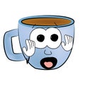Scared Cup of coffee cartoon Royalty Free Stock Photo