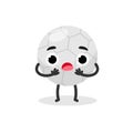 Scared Cute Football ball. Soccer emoji mascot