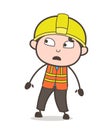 Scared Face Expression - Cute Cartoon Male Engineer Illustration