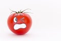 Scared face tomato with white background