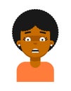 Scared facial expression of black girl avatar