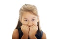 Scared girl biting her nails Royalty Free Stock Photo