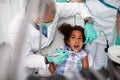 Scared girl at dentist