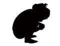 A scared girl sitting, silhouette vector