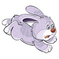 Scared hare character running away from someone, cartoon illustration, isolated object on white background, vector Royalty Free Stock Photo