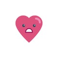 Scared heart face character emoji flat icon