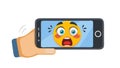 Scared Mobile User: Digital apprehension, worried expression, vector design Generative AI Royalty Free Stock Photo
