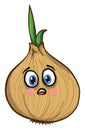 Scared onion, illustration, vector