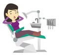 Scared patient in dental chair vector illustration Royalty Free Stock Photo