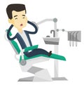 Scared patient in dental chair vector illustration Royalty Free Stock Photo