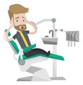 Scared patient in dental chair vector illustration Royalty Free Stock Photo