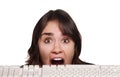Scared Person and Keyboard Royalty Free Stock Photo