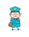 Scared Postal-Worker Face Vector Royalty Free Stock Photo