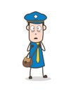 Scared Postman Face Expression Vector Illustration Royalty Free Stock Photo