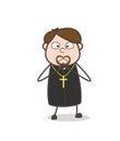 Scared Priest Fearful Face Expression Vector Royalty Free Stock Photo