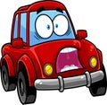 Scared Red Car Cartoon Character