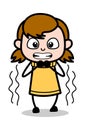 Scared - Retro Cartoon Girl Teen Vector Illustration