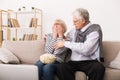 Scared Senior Woman Watching Horror Movie With Husband Royalty Free Stock Photo