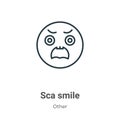 Scared smile outline vector icon. Thin line black scared smile icon, flat vector simple element illustration from editable other