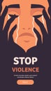 Scared terrified girl crying stop violence and aggression against women portrait vertical