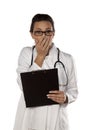 Scared woman doctor Royalty Free Stock Photo