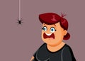 Scared Woman Having Arachnophobia Vector Cartoon Illustration
