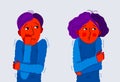 Scared young man and woman feeling uncomfortable vector illustration, phobia paranoia anxiety or other psychical and psychological Royalty Free Stock Photo