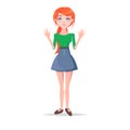 Scared Young Woman Cartoon Flat Vector Character