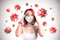 Scared young woman in medical mask, coronavirus Royalty Free Stock Photo