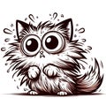 Scaredy cat graphic illustration on white background Royalty Free Stock Photo