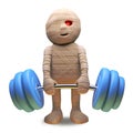 Scarey undead Egyptian mummy lifting some heavy weights, 3d illustration Royalty Free Stock Photo