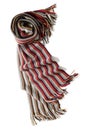 scarf striped red brown gray and black fpr men isolated on white background Royalty Free Stock Photo