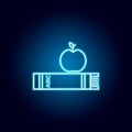 scarf, apple, organic, education outline icon in neon style. elements of education illustration line icon. signs, symbols can be